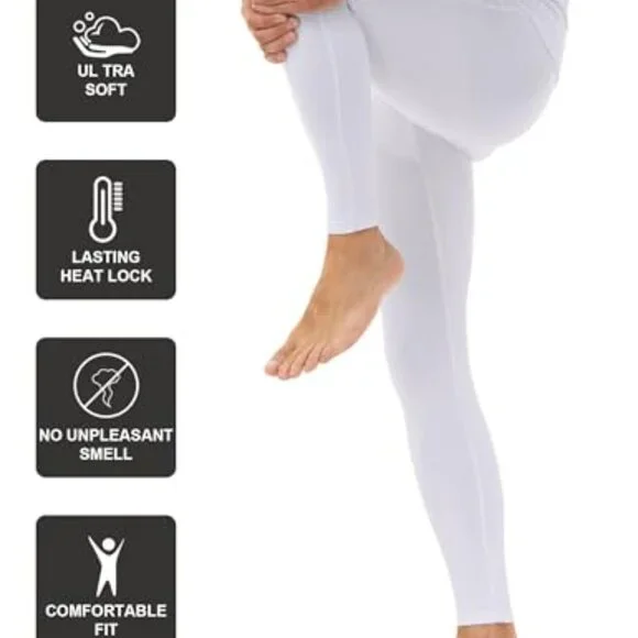 Men's Fleece Lined Thermal Base Layer Pants Stretchy Cold Weather Leggings